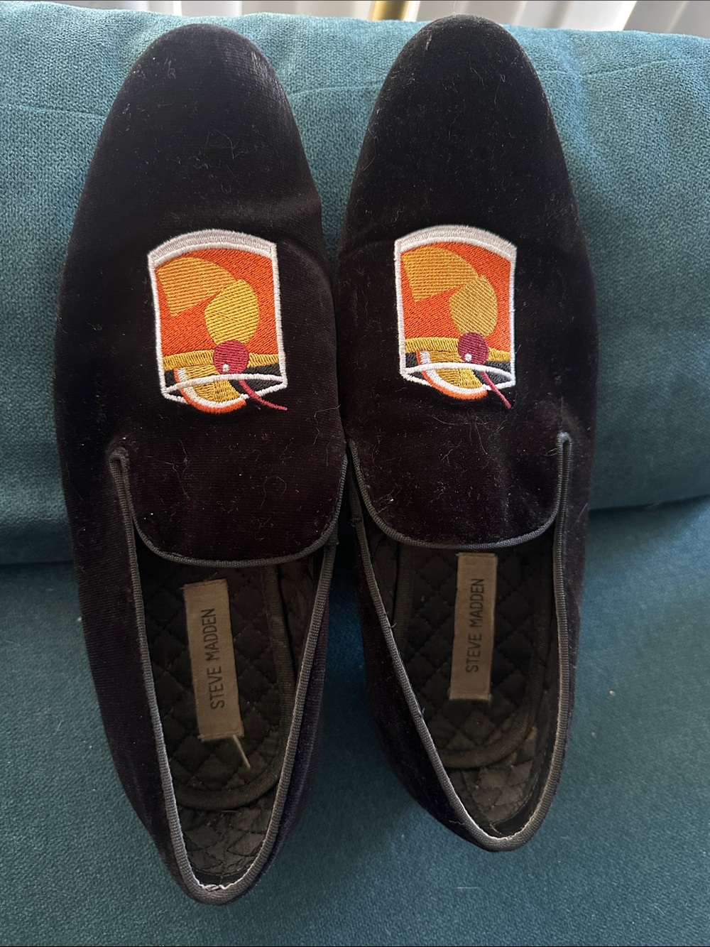 Steve Madden Cipri Black Velvet Embroidered Cocktail Loafers Men’s 8.5